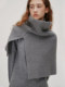 French Retro High-Neck Knitted Scarf Neck Warmer Women's Autumn and Winter Thickened Shawl with Slit Pullover Warm Cape Top