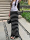 Summer Striped Thin Drapey Skirt for Women 2025 New High-Waisted Slimming Hip-Hugging Skirt Petite Elegant Long Skirt