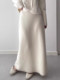 White Wool A-Line Knitted Skirt for Women, Autumn and Winter, High-Waisted, Slimming, Thickened, Hip-Hugging Skirt, Elegant and Gentle Long Skirt
