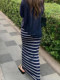 Summer Striped Thin Drapey Skirt for Women 2025 New High-Waisted Slimming Hip-Hugging Skirt Petite Elegant Long Skirt