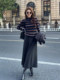 Korean Style Complete Ootd Outfit, Striped Knitted Top and Skirt, Super Nice Skirt Set for Women, Winter Skirt Two-Piece Set