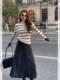 Korean Style Complete Ootd Outfit, Striped Knitted Top and Skirt, Super Nice Skirt Set for Women, Winter Skirt Two-Piece Set