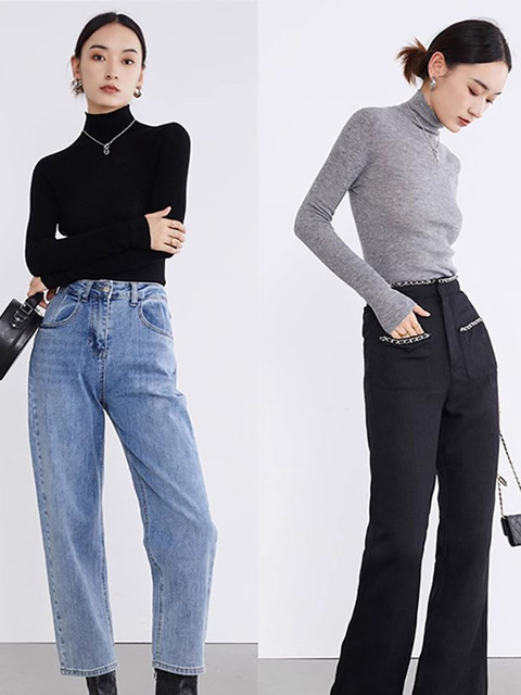 Autumn and Winter French-Style High-Neck Wool Knit Sweater for Women, High-End Inner Layer Base Shirt, Slim-Fit Soft and Cozy Top