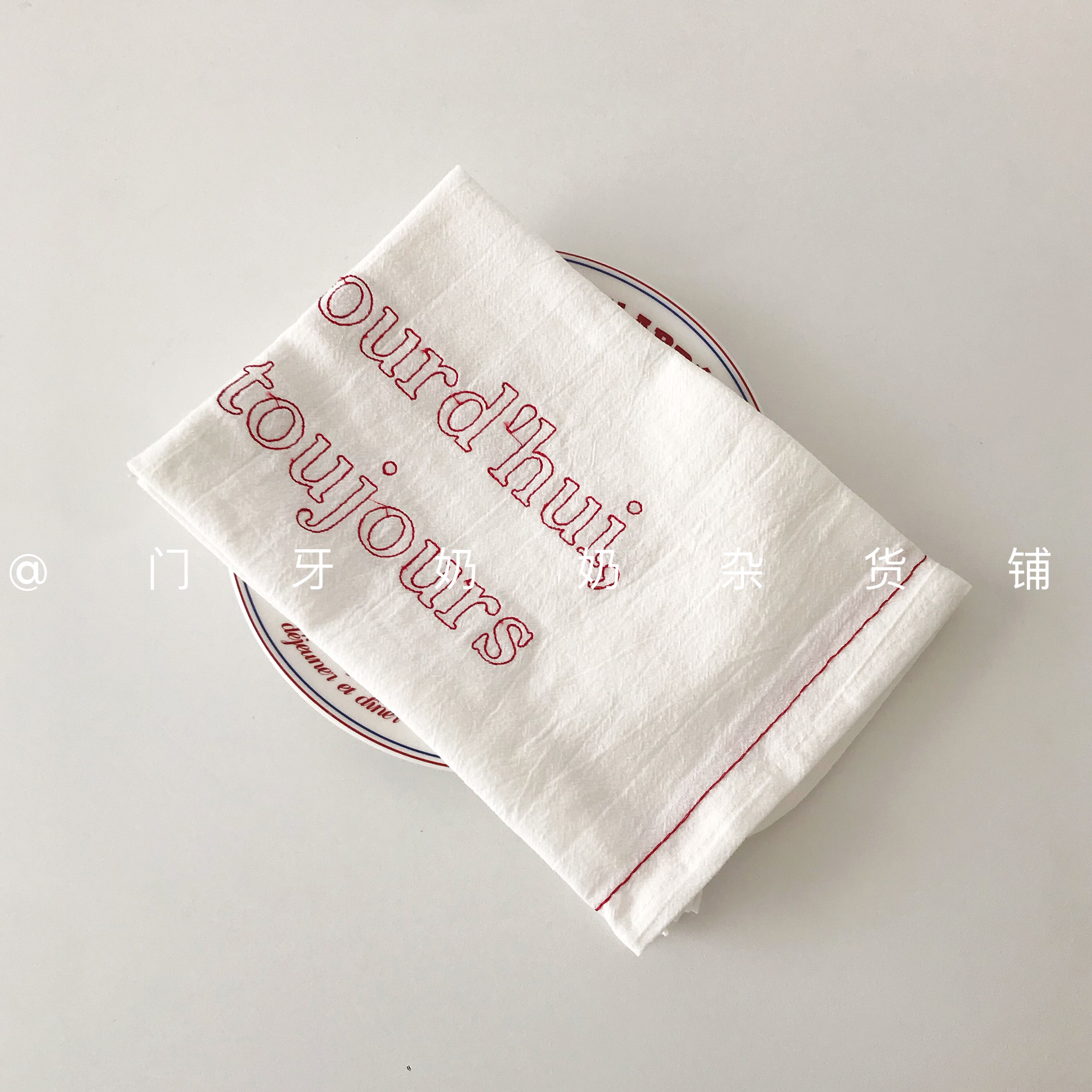 Korean in French embroidery pad French embroidered napkin white cover cuisine photo background cloth