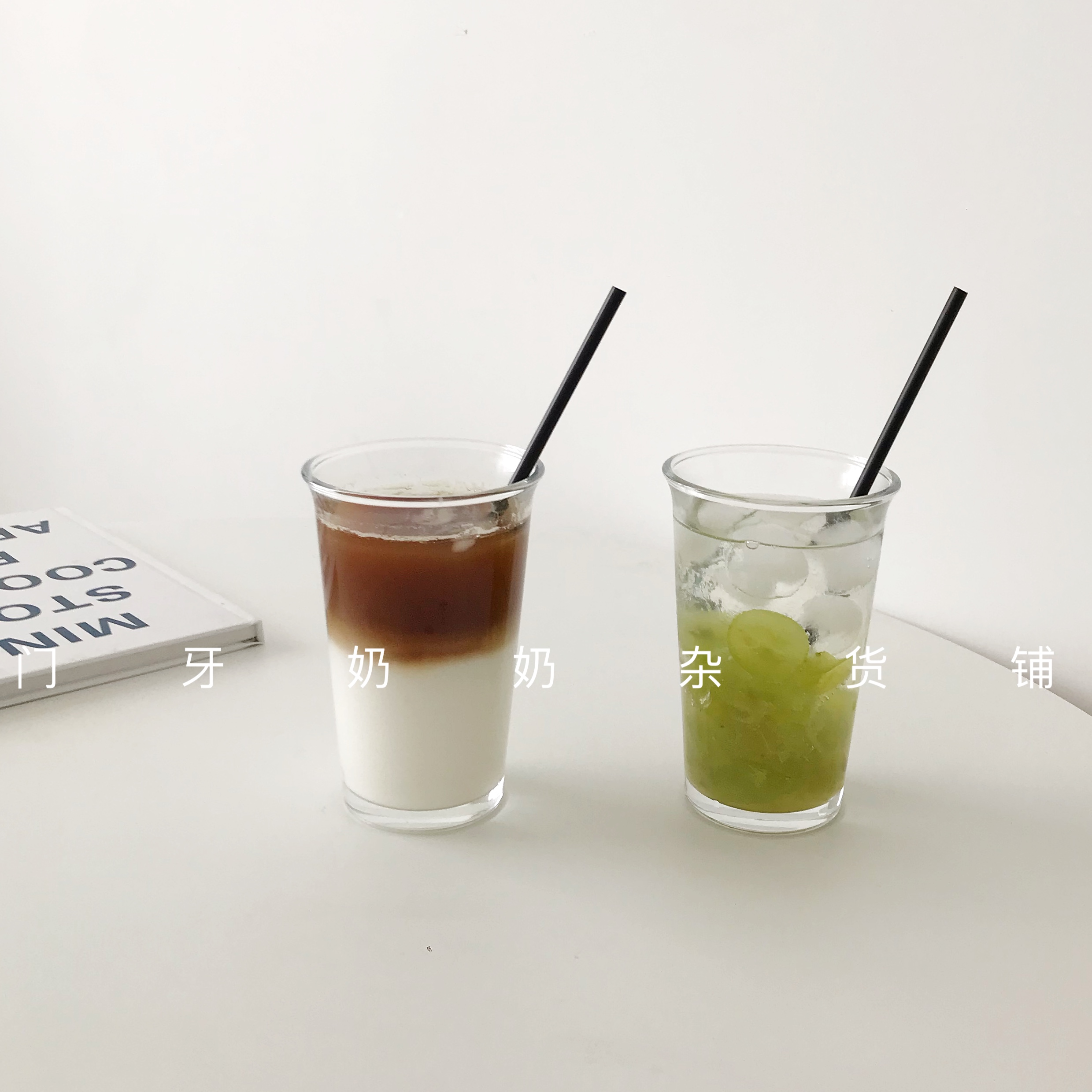Door Tooth Grandma South Korea Ins Coffee Shop The Same Section Transparent High Boron Silicon Glass Cup Coffee Cold Drink Cup Brief Water Cup