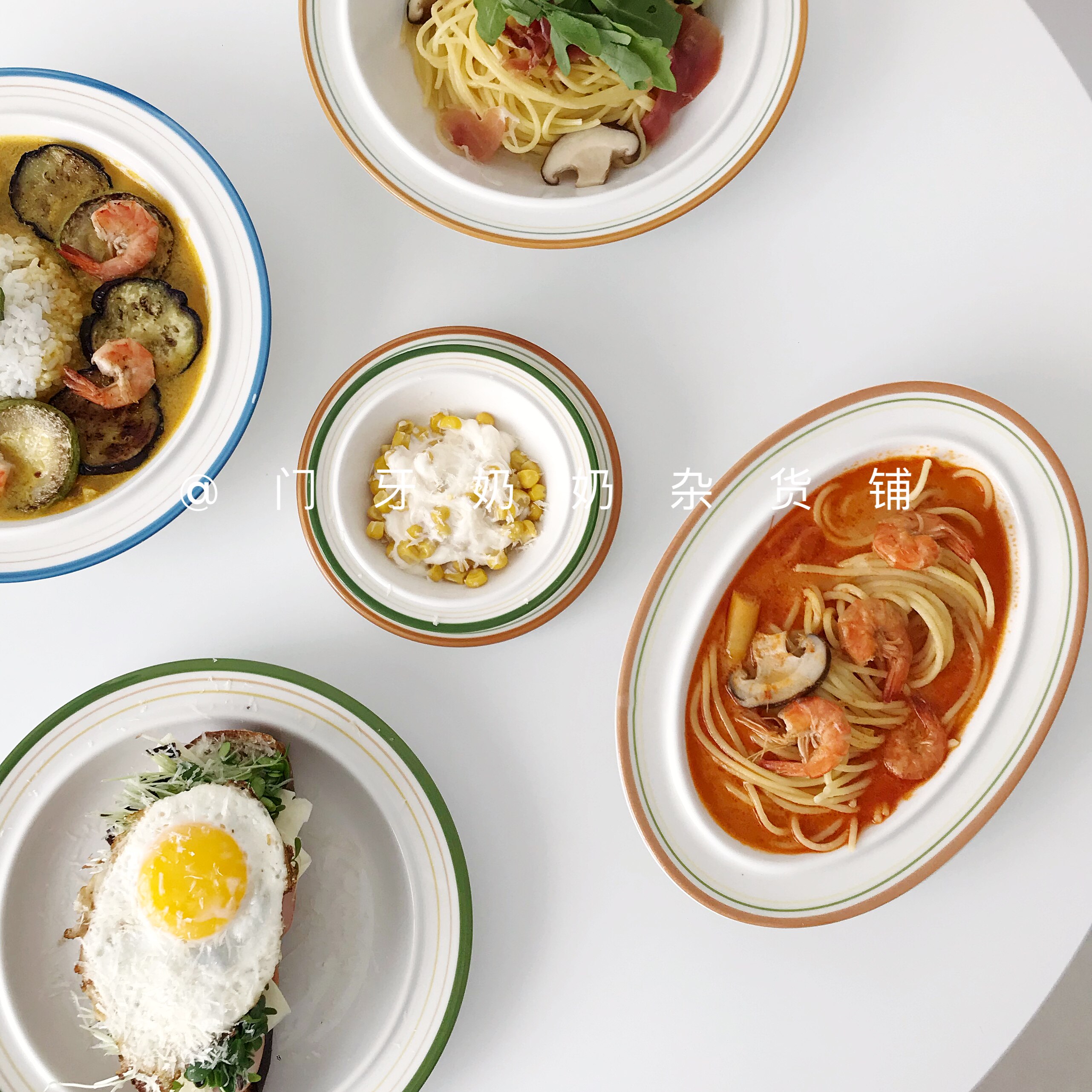 South Korea Ins blogger's same coil Oval Fish Pan Soup Pan Dessert Pan Retro Breakfast Bowl ceramic cutlery Home