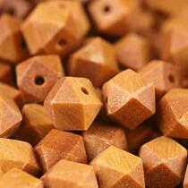 Net Red Natural Old Material Sandalwood Diamond-shaped Pearl DIY Loose Pearl Creative Bracelet Waist Pearl Mobile Phone Car Hang Up Octarhombus