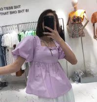 0611 Do not return do not change welfare section Korea Dongdaemun large neckline small shirt sweet commuter wind goddess bubble sleeves