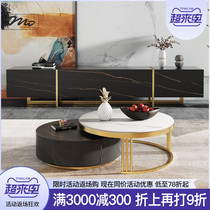  Light luxury imported rock board coffee table Small apartment living room postmodern simple personality multi-function large and small round coffee table combination
