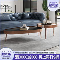  Light luxury Italian imported rock plate coffee table combination living room modern simple shaped personality size tea table small apartment