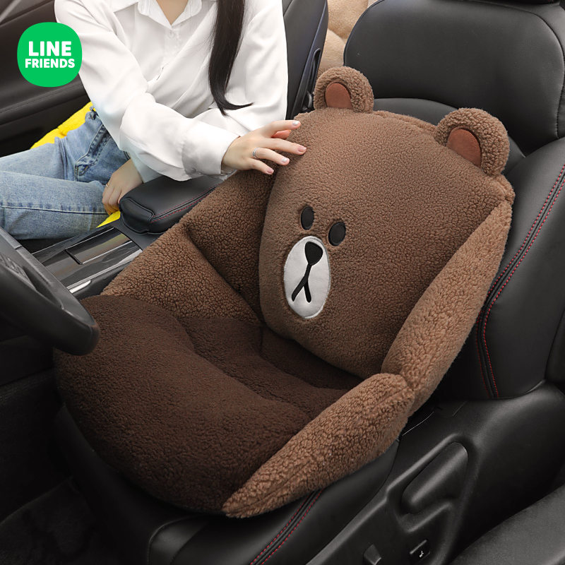 Brown Bear Winter Plush Car Cushion Backrest Integrated Net Red Sheet Warm?Chair cushion fart cushion waist leaning back on the back