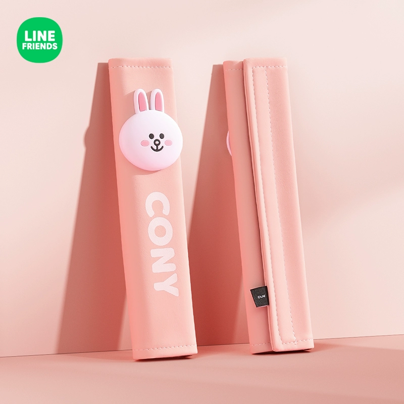 LINE FRIENDS Dây đai an toàn ô tô hình gấu nâu Vỏ bảo vệ dây an toàn trên ô tô dễ thương gối ghế sofa 