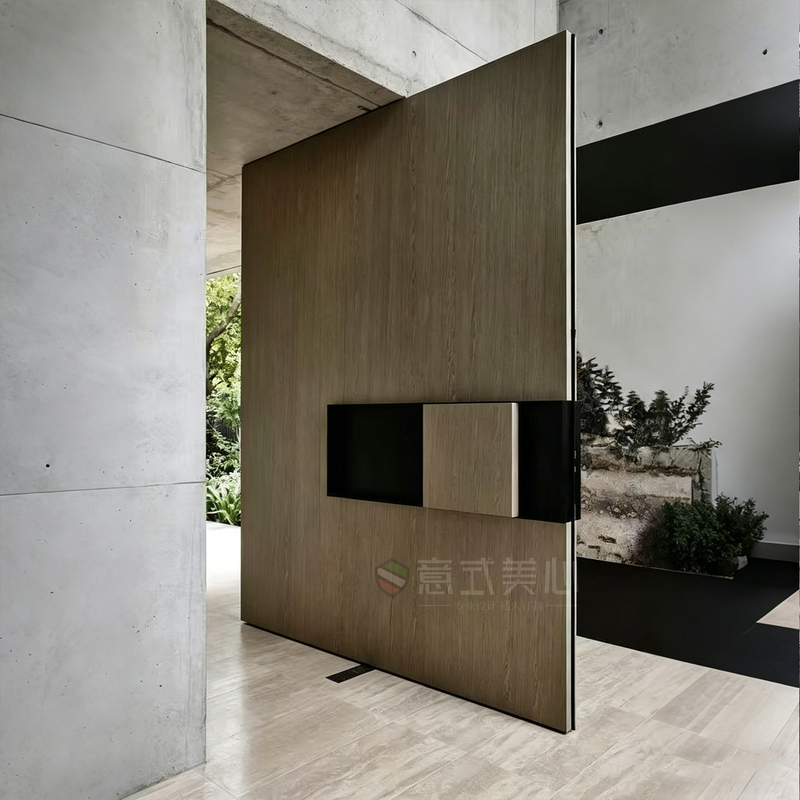 Cast Aluminum Offset-Axis Double-Door Entrance Villa Main Door with Central Axis Glass Panels for Rural Self-Built Houses with Thermal Break System