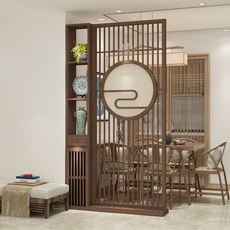 напольная ширма 新中式全实木屏风隔断客厅进门定制玄关柜卧室现代简约遮挡置物架