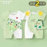 Летний детский комбинезон для выхода на улицу, хлопковая летняя одежда для новорожденных, 2 шт, год кролика