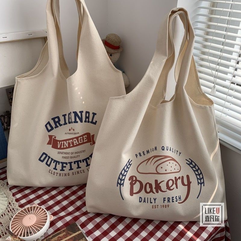 Bag female 2021 new ins canvas bag female student Korean version large-capacity shoulder bag all-match school bag handbag