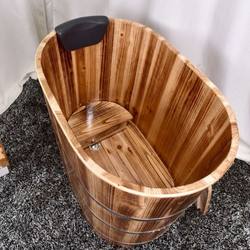 Heightened, Space-Saving Single-Person Adult Bath Tub, Wooden Soaking Tub, Bathing Tub, Home Use