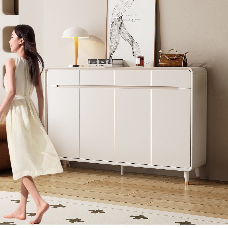 靴キャビネットホームドアクリーム玄関ポーチキャビネット収納キャビネット2024新しいスタイルホットスタイル廊下高級ドア靴キャビネット