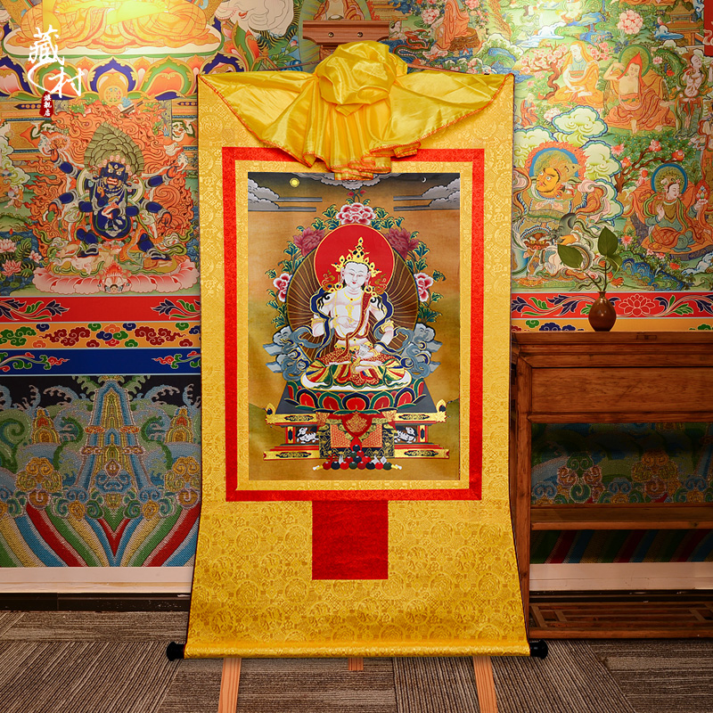 Tibetan Village Vajrasattva Buddha Statue Thangka Tibetan-style Mounted Living Room Buddha Portrait Interior Painting Mural 85cm