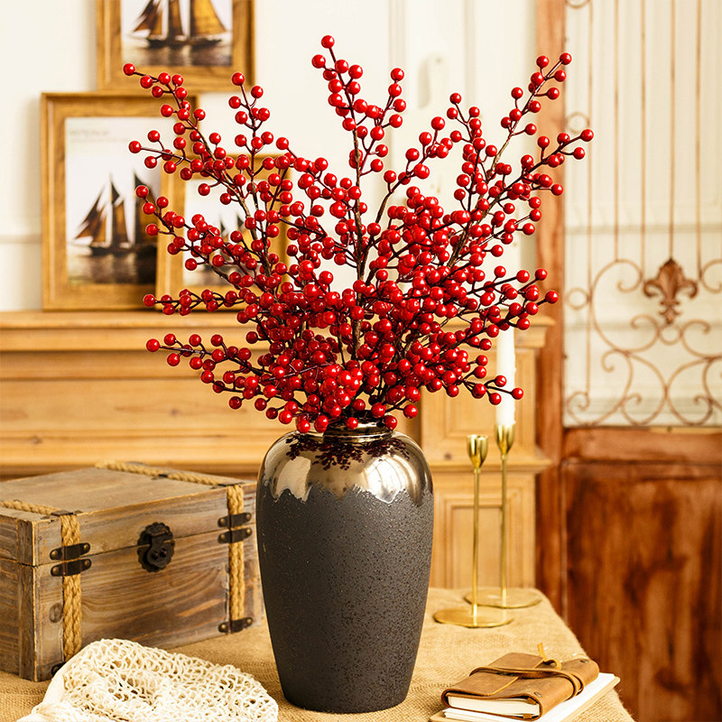 Fat fruit simulation flowers decorated with red berries red fruit table decoration red fruit annual curfew flower living room fake flower ornaments