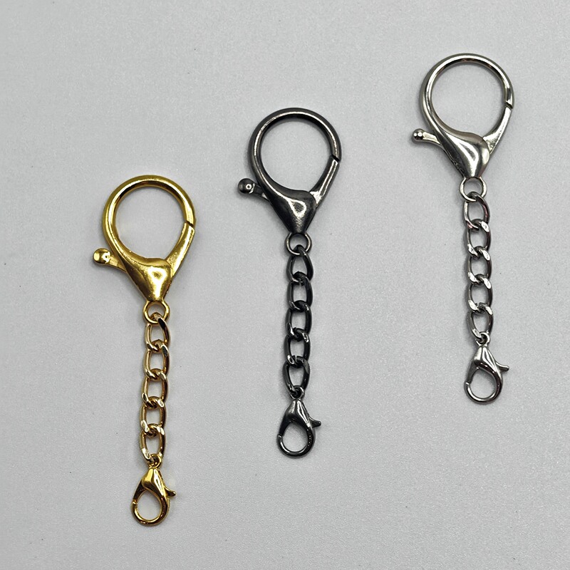 Double-Ended Lobster Clasp Alloy Keychain Key Ring with Metal Chain for Phone, Bag, Jewelry Pendant DIY Accessories