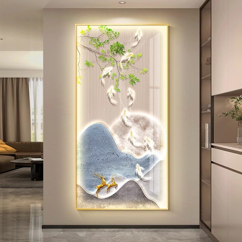 LED入户玄关现代装饰画如何营造轻奢高级感?九鱼图挂画有哪些设计亮点?-氛围画灯画-淘宝好物网