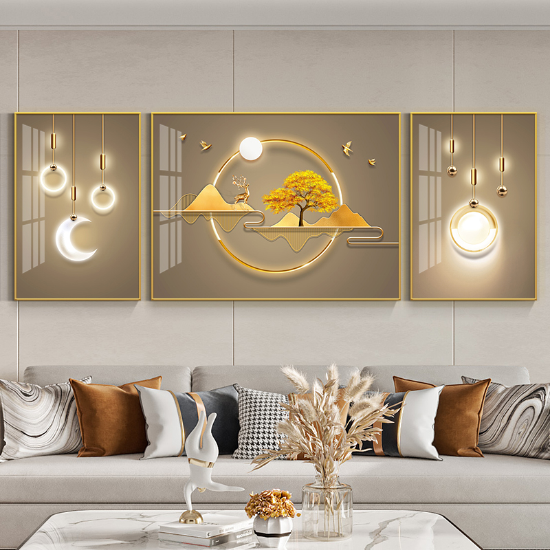 Light luxury living room decorative painting modern simple sofa background wall hanging painting high-grade atmosphere 2021 new crystal porcelain mural