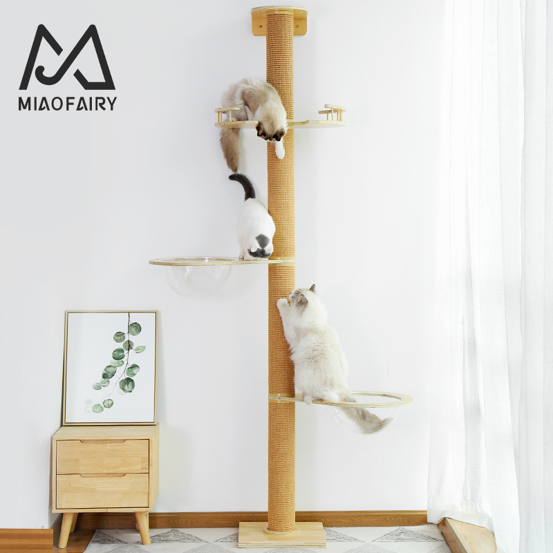 Meow Fairy Cat Climbing Frame Cat Nest Cat Tree Integrated Sky Pillar Jumping Platform Solid Wood Cat Frame Space Capsule Large Cat Villa