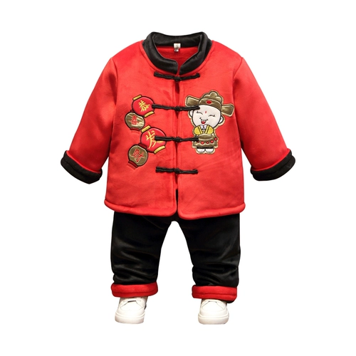 Детское ханьфу для мальчиков, платье, пуховик, китайский стиль, увеличенная толщина