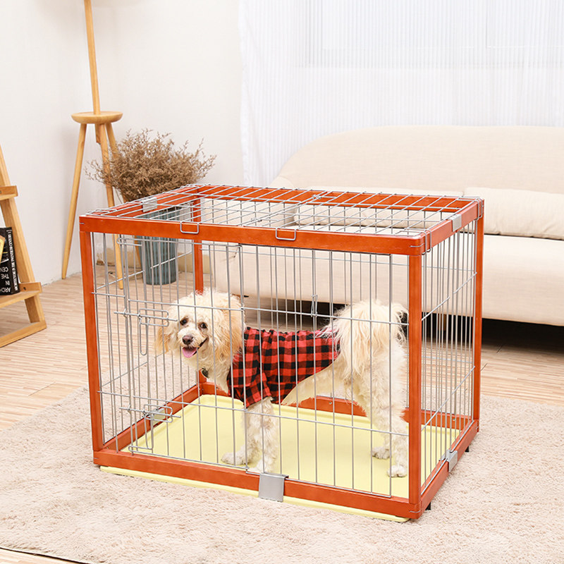 Speed Class Poplar Wood Iron Size Medium Dog Pet Fence Fence With tray Top cover Folding Dog Cage sturdy