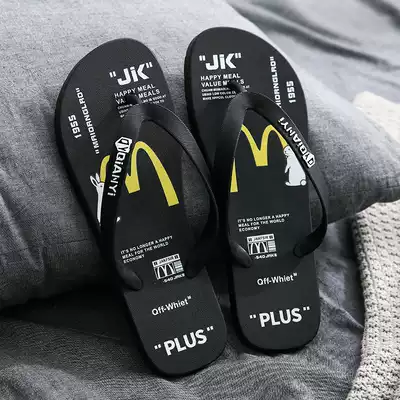 2020 Summer new couple Net red and black flip-flops for men and women ins tide non-slip home beach wear