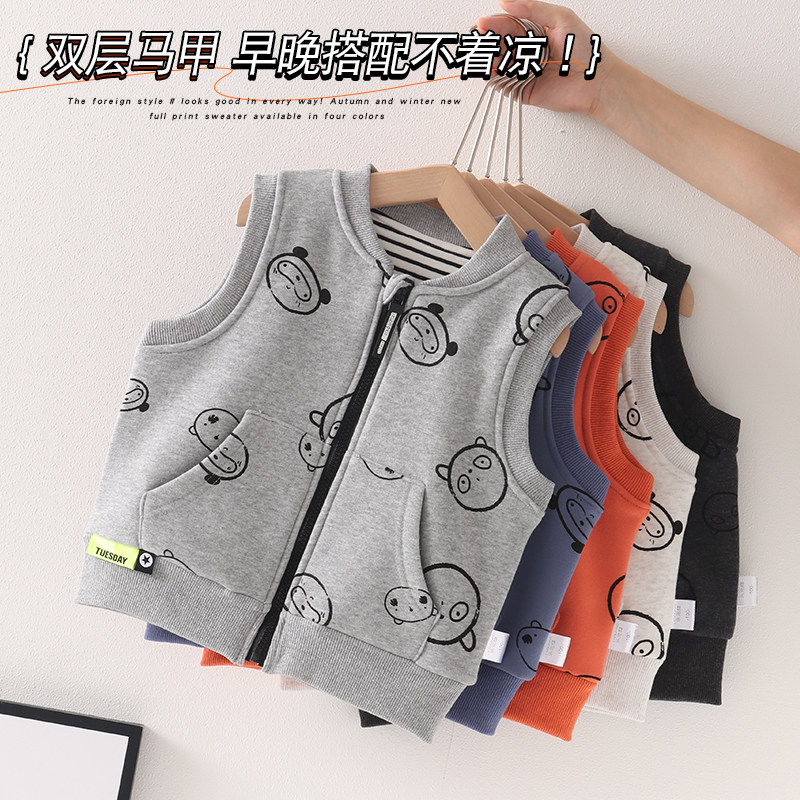 Child waistcoat Vest Boy Waistcoat Vest Clip Cotton Thickened Spring Autumn Winter Outwear New 2022 Female Baby Warm Kampung Shoulder
