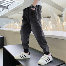 Boy denim pants autumn 2021 new autumn childrens sports trousers boys spring and autumn casual pants tide