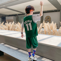 Boys summer suit 2021 new foreign atmosphere big children basketball boys summer sports quick-drying clothes Korean version of the tide