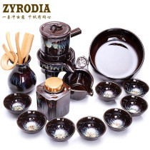 ZYRODIA Jianzhan Tianmu Glaze Kung Fu Tea Set Household Lazy Fully Automatic Stone Mill Rotating Teapot