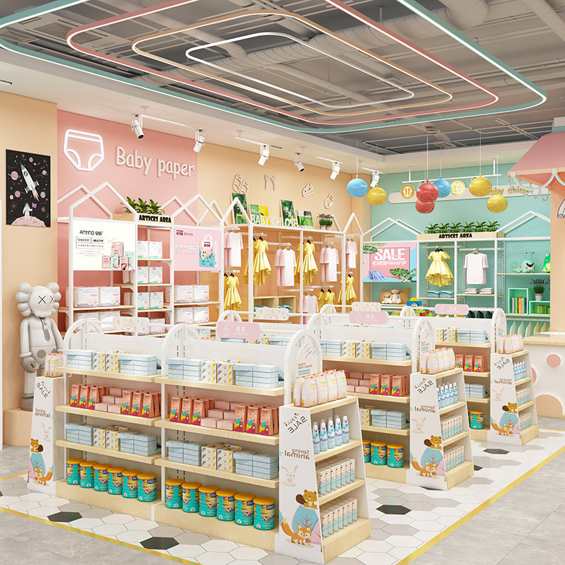 Milk Powder Shelf Display Cabinet Pregnancy Baby Toy Supplies Mother & Baby Shop Shelf Paper Diaper Milk Powder Baby Clothes Display Cabinet