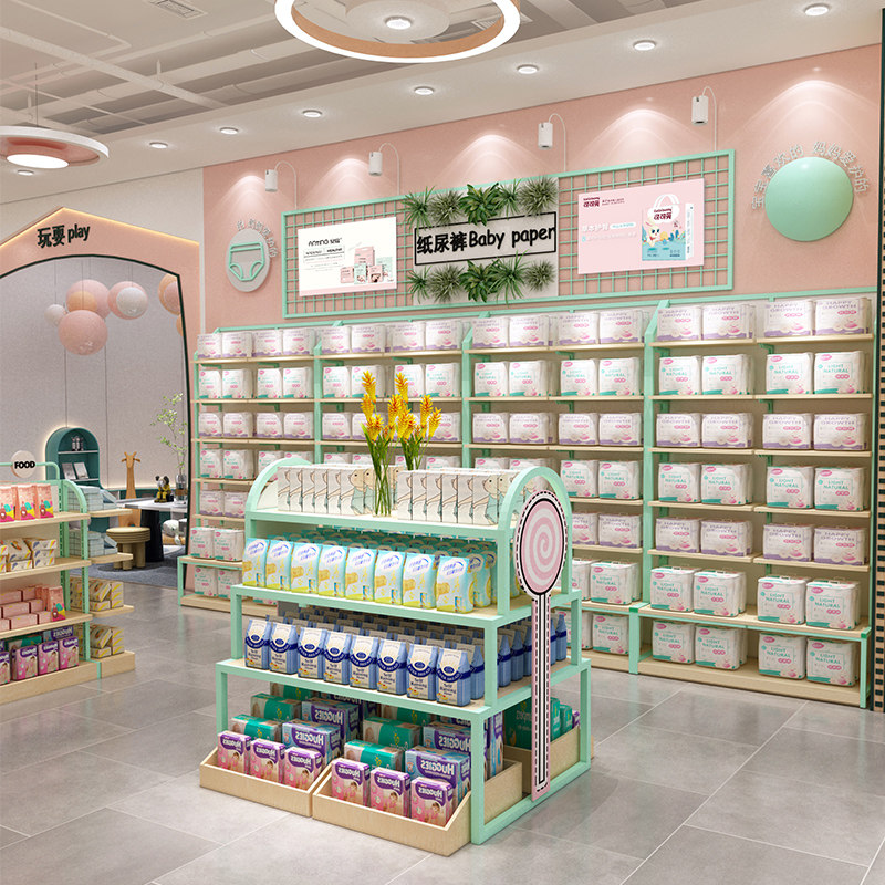 Mother & Baby Shop Shelves Display Cabinet Baby Clothes Show Shelves Island Cabinets Geschl Shelves Children Toy Milk Powder Shelves