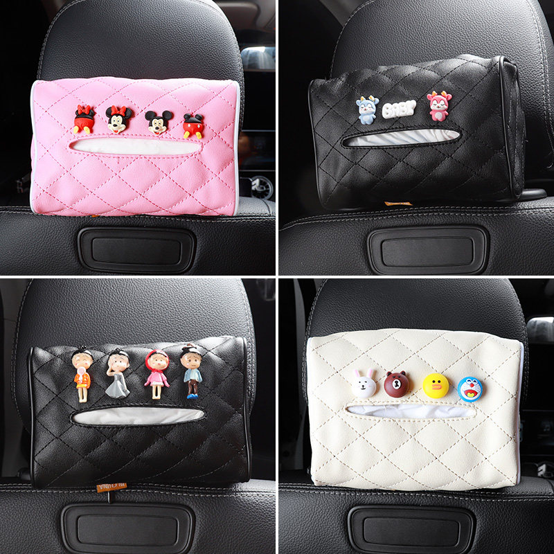 Car toilet paper box creative car removable toilet paper cartoon cute carton car hanging sun visor armrest box tissue box