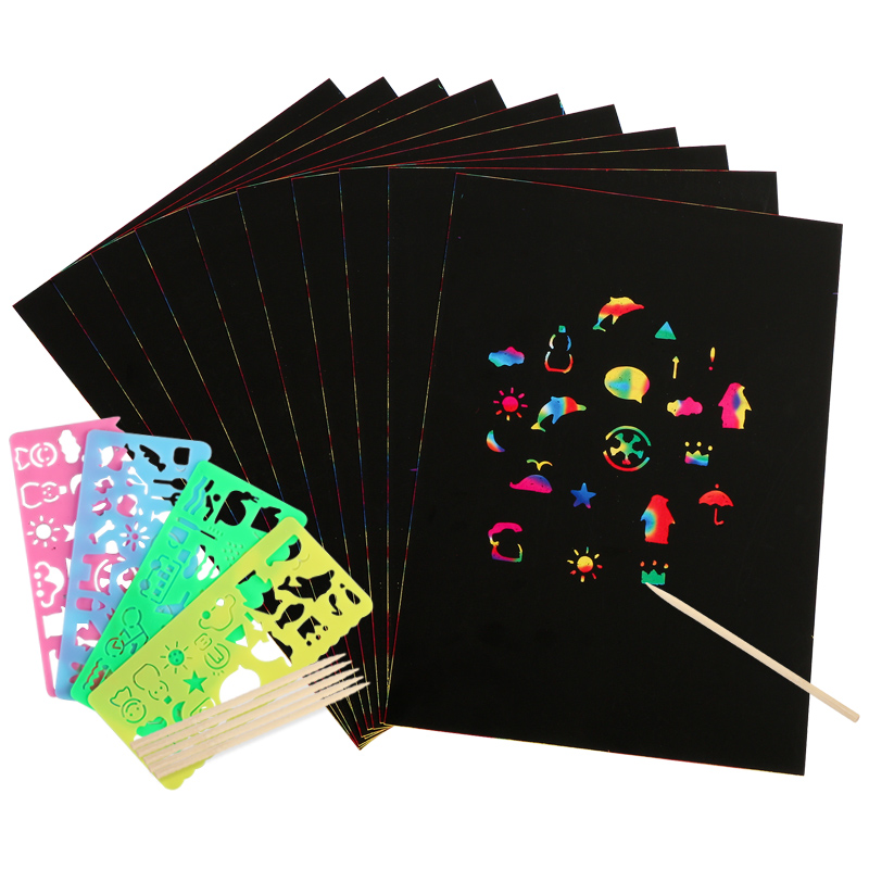 Scrape Paper Children Dazzling Scrapbook Scraping Wax Paper 8 Open A4 Sand Painting Scrapbook Student