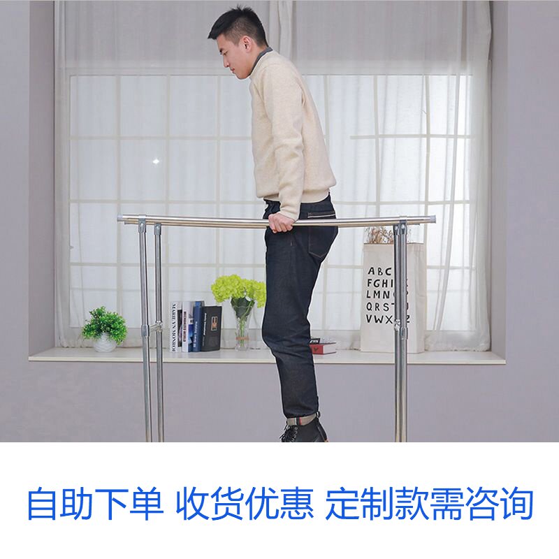 Clothes rack floor-to-ceiling folding indoor double-bar clothes drying rack economical sturdy rack household stainless steel cool clothes rack