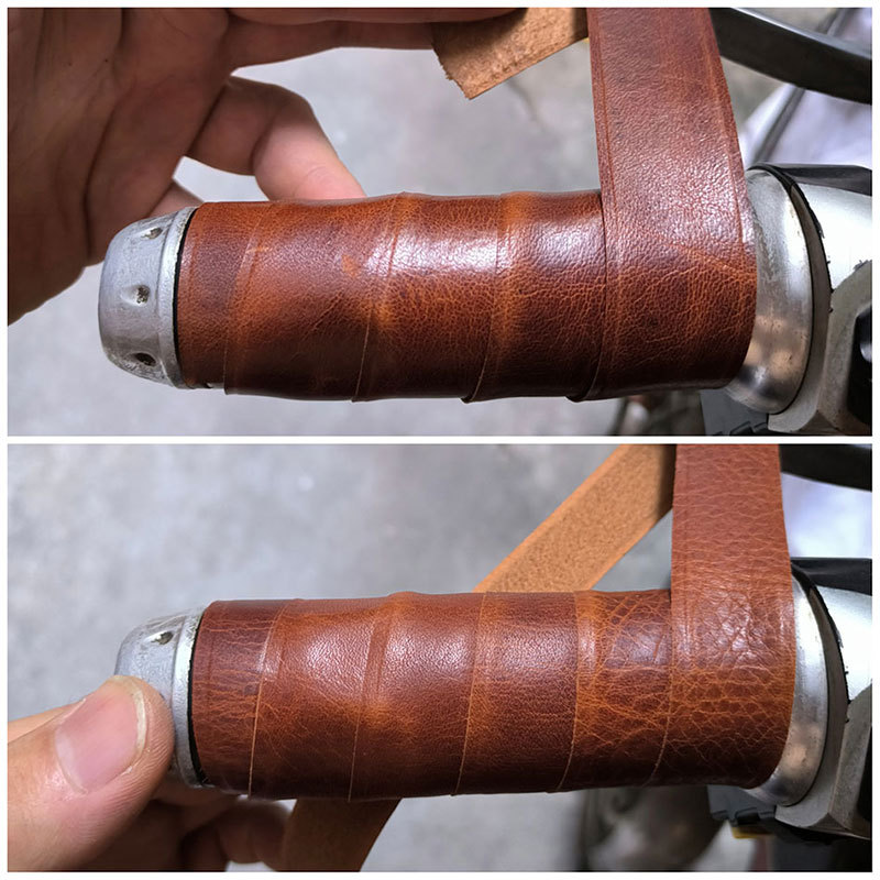 Pure Cowhide Vintage Modified Motorcycle Electric Bicycle Handlebar Wrap Leather Strip Genuine Leather Handlebar Strap Cowhide Strip 1.0