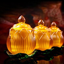 琉璃莲花供水杯圣水杯供杯藏族净水杯摆件