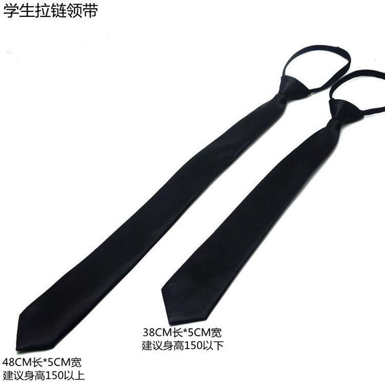 5CM men's and women's junior and senior high school student group easy to pull Navy blue burgundy black zipper narrow Korean version of the tie