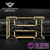 Wilhelm Mani Crocodile Belt Male Luxury Mens Belt Genuine Leather Upscale Branded Business Belt