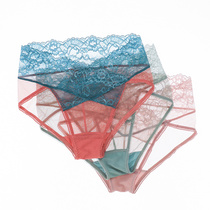 Bugu Nanfei Underpants female Modale Ice Silk Bottom Antibacterial Breathability Sensation Lace Middle Waist New 2021 Popcorn