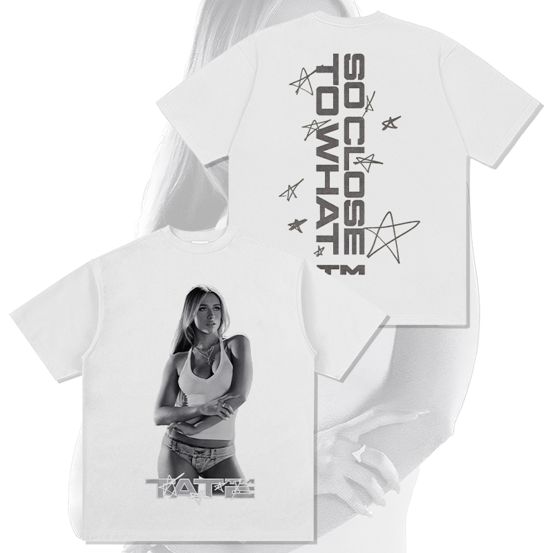 American Retro Hip-Hop Tate Mcrae Printed Short-Sleeved T-Shirt Heavy Long-Sleeved Round-Neck Hooded Sweatshirt