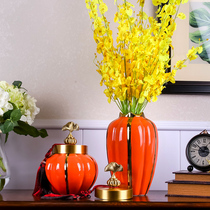 New Chinese American Jingdezhen Ceramic pendulum Vase Flower vase Flower Living room Book room table Xuanguan Hotel Clubhouse Decoration