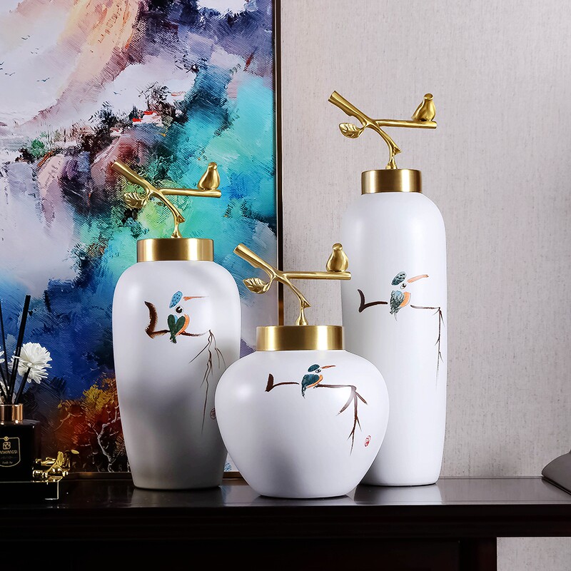 New Chinese-style Jingdezhen ceramic vase ornaments light luxury new house living room porch study hotel club villa decoration
