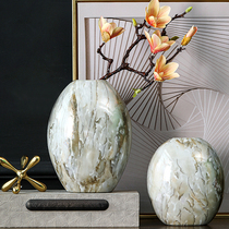 Jingdezhen Ceramic Home Ornaments Wine Cabinet TV Cabinet Xuan Guan Light Lavish Nordic Style Retro Marble Tattoo