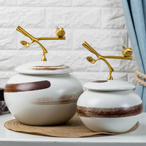 New Chinese Zen Mood Swing Piece Storage Jar Jingdezhen High Temperature Hand-painted Ceramic Book House Parclubhouse TV Cabinet Decoration